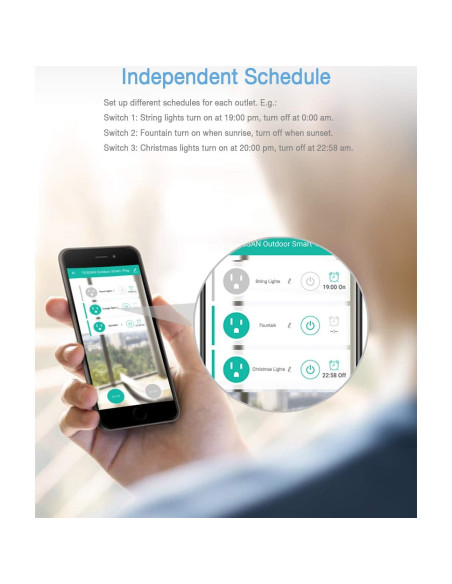 Enchufe Inteligente TESSAN IP44 3 Tomas Control WiFi