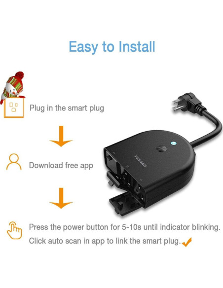 Enchufe Inteligente TESSAN IP44 3 Tomas Control WiFi