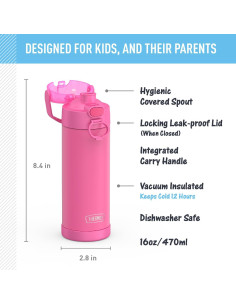 Botella Térmica Thermos 473ml Acero Inoxidable Rosa 2