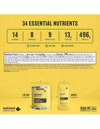 Mezcla de Huevos en Polvo Nutrient Survival 70 Huevos 33 Nutrientes