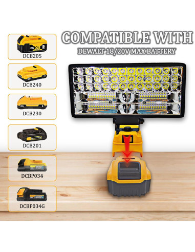 Luz de trabajo LED Dewalt 20V 90W 5400LM USB portátil