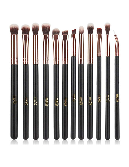 Juego de Brochas de Maquillaje MSQ 12pcs Oro Rosa Cerdas Suaves