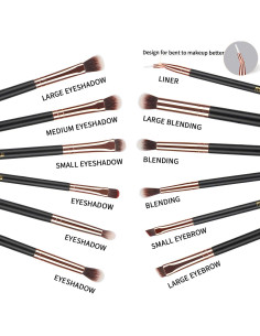 Juego de Brochas de Maquillaje MSQ 12pcs Oro Rosa Cerdas Suaves 2