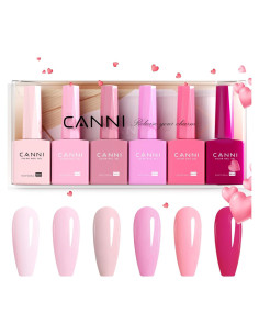 Set de Esmalte de Uñas en Gel CANNI 6 Piezas Rosa Claro