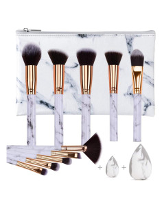 Juego de Brochas de Maquillaje HEYMKGO 10PCS + 2 Esponjas Puff