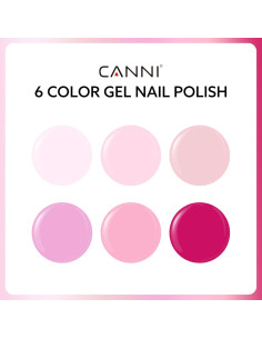Set de Esmalte de Uñas en Gel CANNI 6 Piezas Rosa Claro 2
