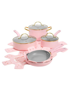 Juego de Ollas y Sartenes Paris Hilton 12 Piezas Rosa
