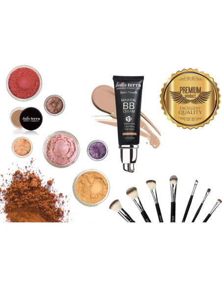 Juego de Pinceles de Maquillaje Bellaterra 10 Piezas Sintéticas