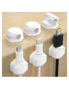 Paquete de 6 Clips Magnéticos para Cables - Organizador Blanco