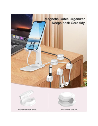 Paquete de 6 Clips Magnéticos para Cables - Organizador Blanco