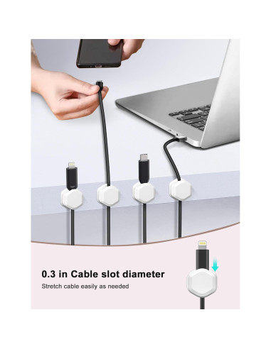 Paquete de 6 Clips Magnéticos para Cables - Organizador Blanco