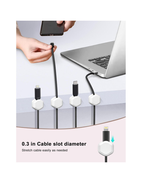 Paquete de 6 Clips Magnéticos para Cables - Organizador Blanco
