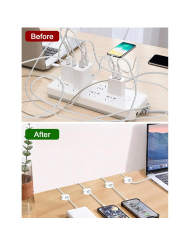 Paquete de 6 Clips Magnéticos para Cables - Organizador Blanco