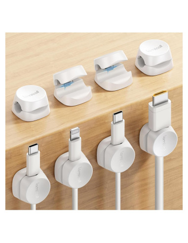 Organizador de Cables Lamicall 8 Pack Clips Adhesivos Blanco