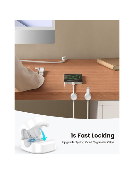 Organizador de Cables Lamicall 8 Pack Clips Adhesivos Blanco