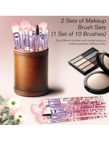 Juego de Brochas de Maquillaje Bling Crystal 10 Piezas
