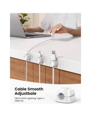 Organizador de Cables Lamicall 8 Pack Clips Adhesivos Blanco