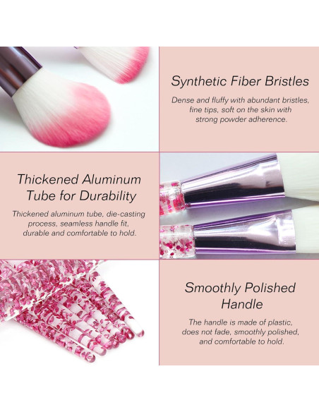 Juego de Brochas de Maquillaje Bling Crystal 10 Piezas