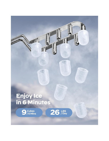 Fabricador de Hielo HOMEZAY 9 Cubos en 6 Minutos 11,79 kg
