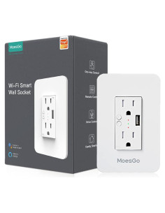 Enchufe Inteligente MoesGo con USB y Control Remoto WiFi