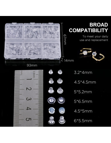 Respaldos de Aretes de Silicona ARRITZ 300PCS Transparentes