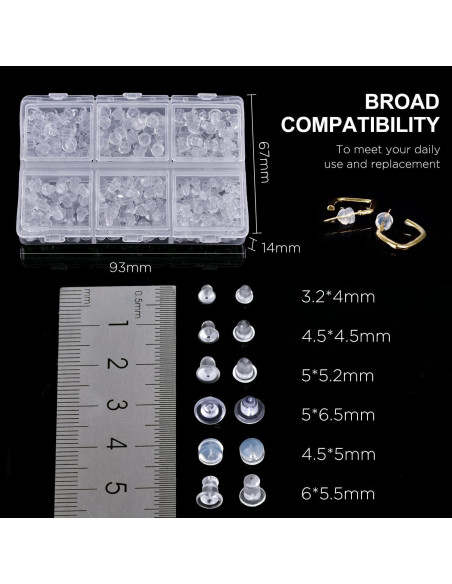 Respaldos de Aretes de Silicona ARRITZ 300PCS Transparentes Respaldos de Aretes de Silicona ARRITZ 300PCS Transparentes