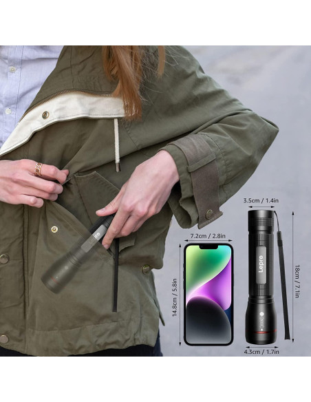 Linterna Táctica LED Lepro LE3000 900 Lúmenes Resistente al Agua