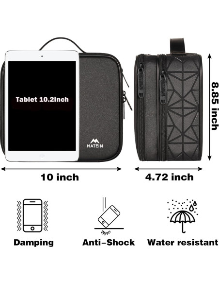 MATEIN Bolsa Organizadora de Cables Doble Capa Negra 25x22cm