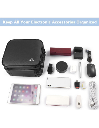 MATEIN Bolsa Organizadora de Cables Doble Capa Negra 25x22cm
