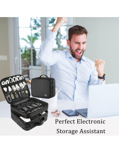 MATEIN Bolsa Organizadora de Cables Doble Capa Negra 25x22cm
