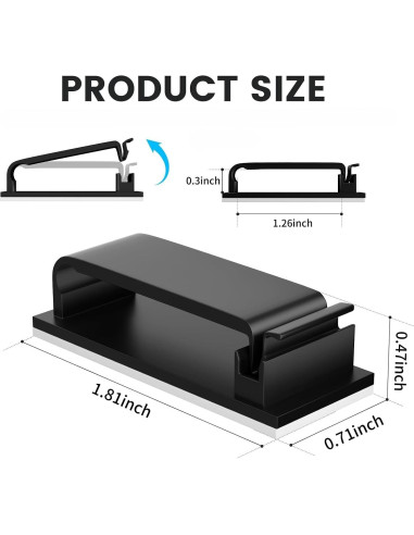 Clip de Cable Conwork 25-Pack Organizador Adhesivo Negro