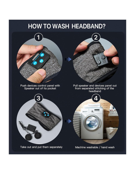 Auriculares para dormir Bluetooth Voerou con banda ajustable Auriculares para dormir Bluetooth Voerou con banda ajustable