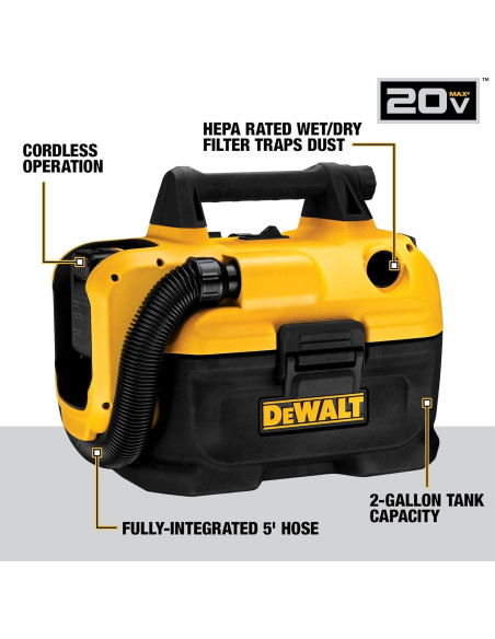 Aspiradora Inalámbrica Húmeda-Seca DEWALT DCV580H 7.57L