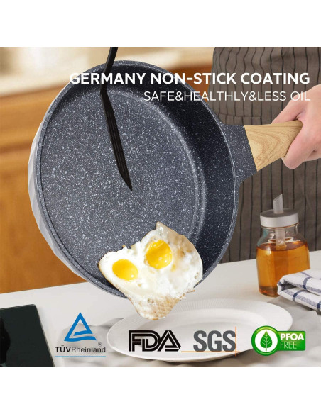 Juego de Sartenes Antiadherentes YIIFEEO 3 Piezas 20-24-28 cm