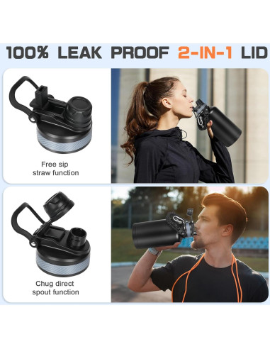 Botella de Agua Aislada GAZLEMHO 1.89L con Accesorios