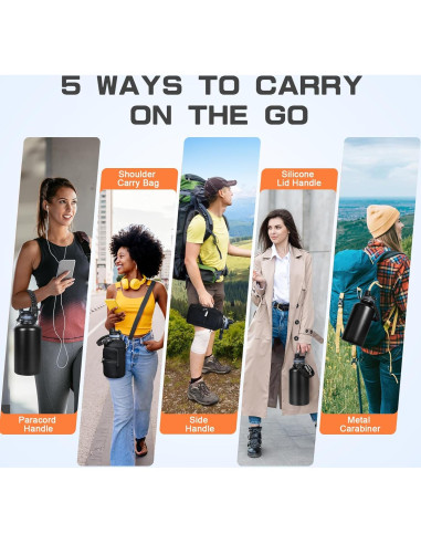 Botella de Agua Aislada GAZLEMHO 1.89L con Accesorios