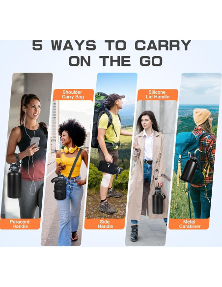 Botella de Agua Aislada GAZLEMHO 1.89L con Accesorios