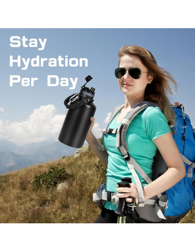 Botella de Agua Aislada GAZLEMHO 1.89L con Accesorios