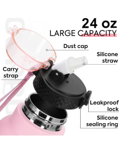 Botella de Agua GOPPUS 0.71L Acero Inoxidable Rosa 2