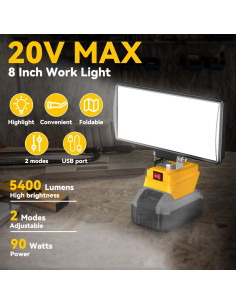 Luz de trabajo LED DEMIMA 20V 5400 lúmenes USB portátil 2