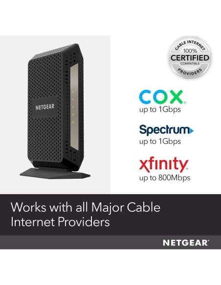 Módem NETGEAR CM1000 DOCSIS 3.1 Gigabit 1 Gbps Negro