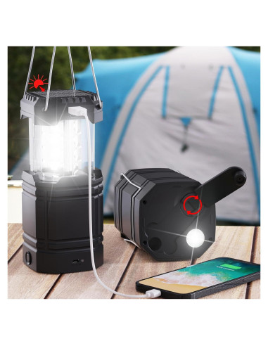Linterna de Camping Mesqool 3000mAh LED USB Solar Portátil