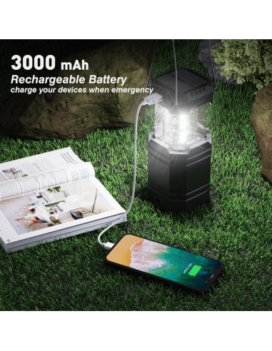 Linterna de Camping Mesqool 3000mAh LED USB Solar Portátil