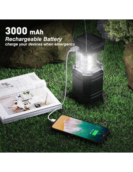 Linterna de Camping Mesqool 3000mAh LED USB Solar Portátil