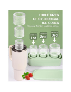 Bandeja de Hielo Cilíndrica Ukulork 40Oz Silicona Verde 3 Piezas 2