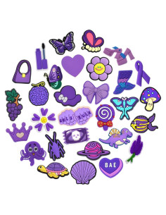 Juego de 30 encantos decorativos para zapatos morados