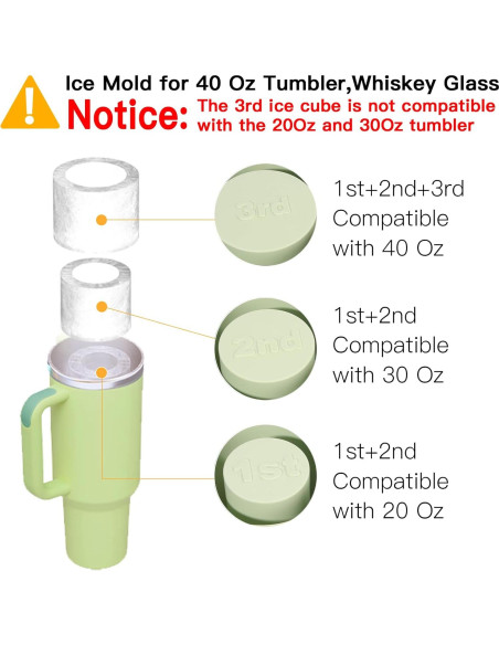 Bandeja de Hielo Cilíndrica Ukulork 40Oz Silicona Verde 3 Piezas