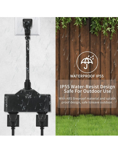 Enchufe Inteligente Exterior JUNLIT 15A con 2 Tomas Wi-Fi