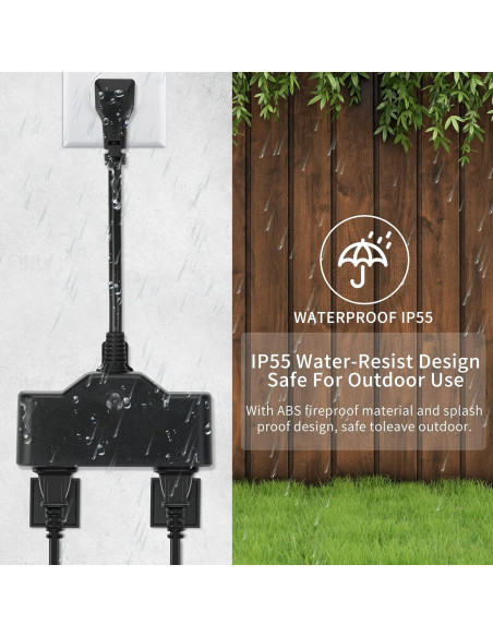 Enchufe Inteligente Exterior JUNLIT 15A con 2 Tomas Wi-Fi Enchufe Inteligente Exterior JUNLIT 15A con 2 Tomas Wi-Fi