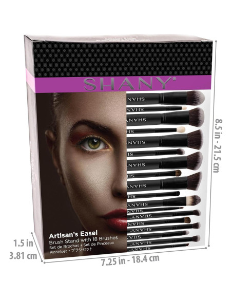 Conjunto de Pinceles de Maquillaje SHANY 18 Piezas Kabuki Negro